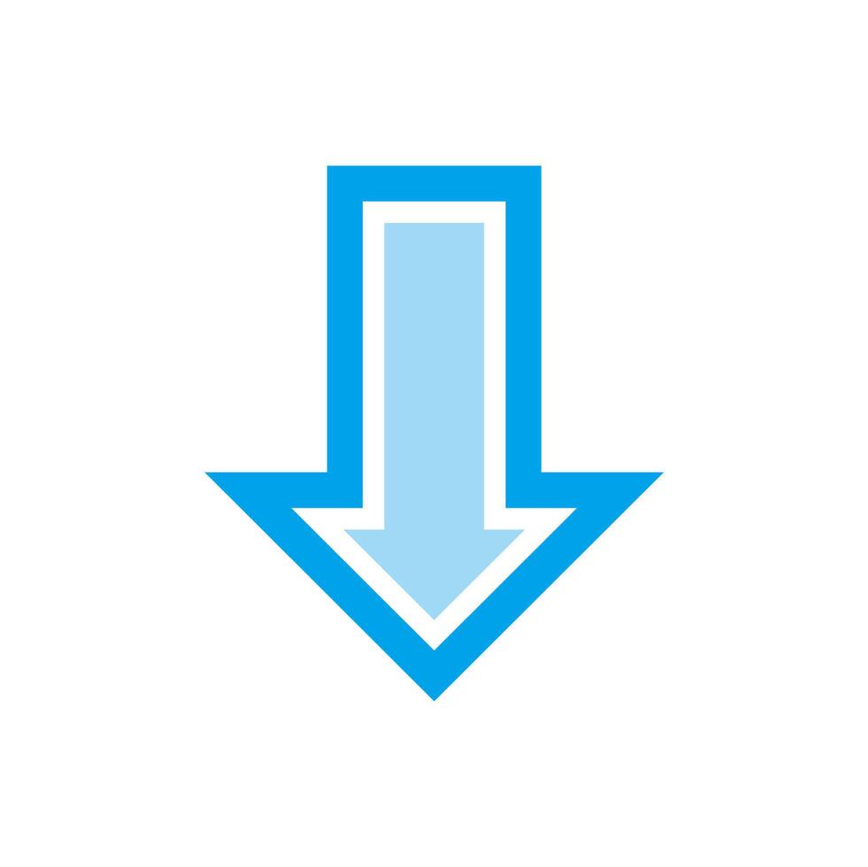 blue arrow pointing down isolated on white background vector