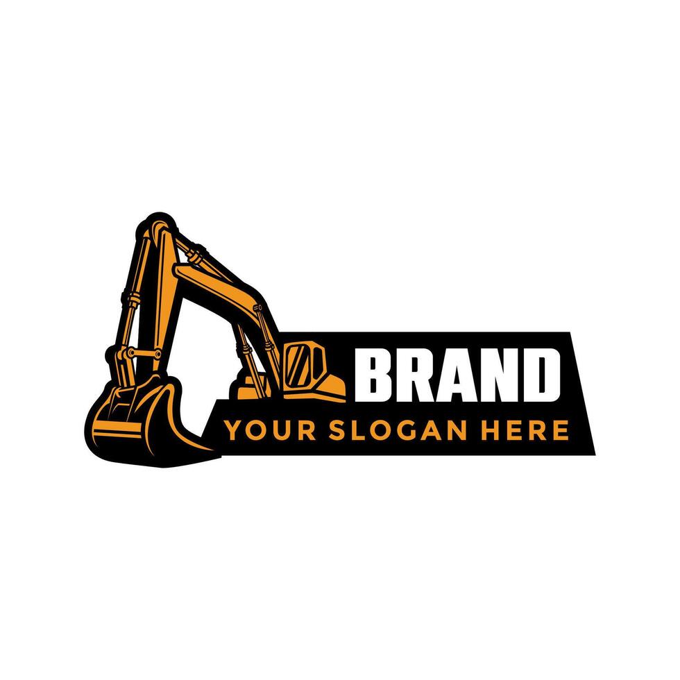 excavator heavy equipment logo vector