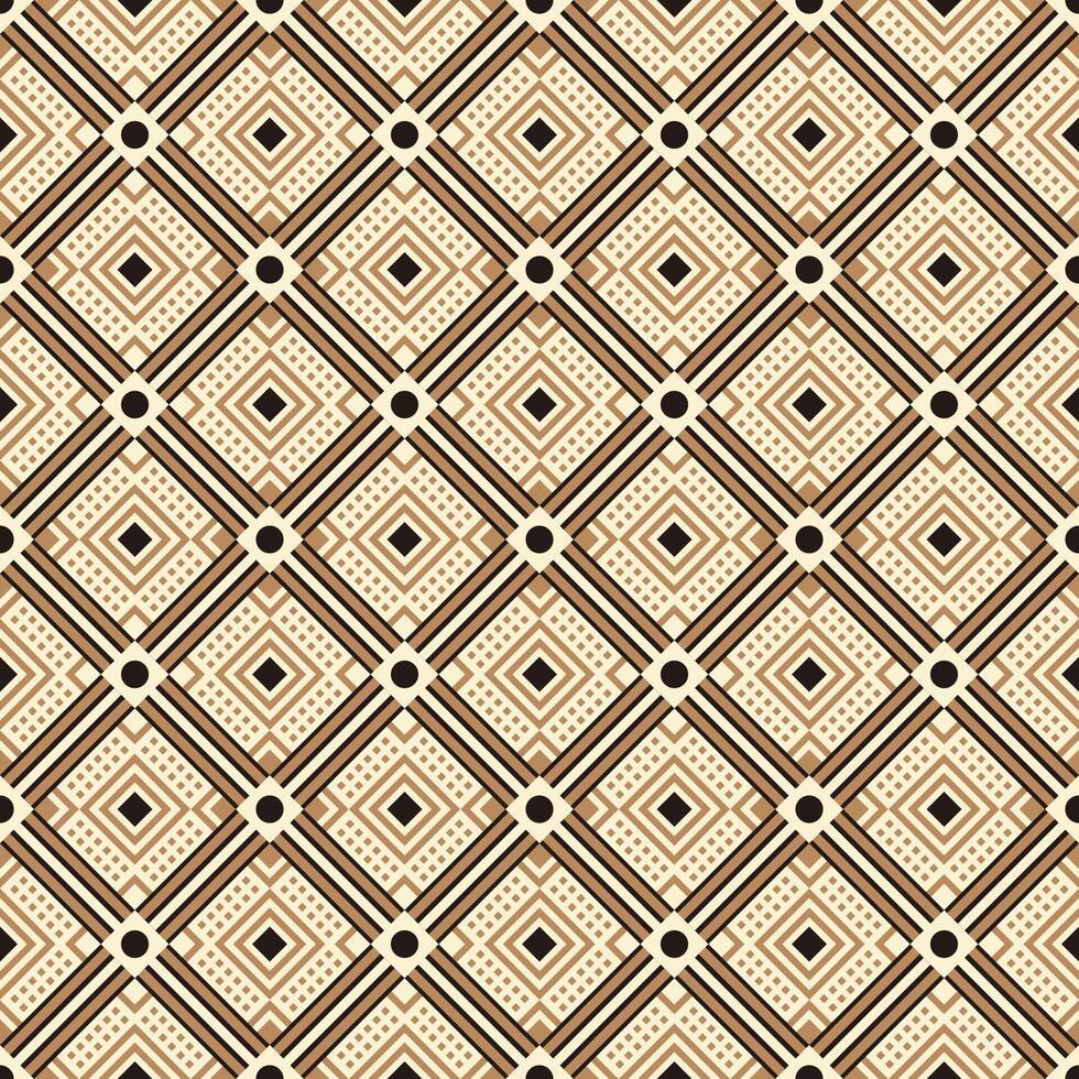 Seamless geometric pattern with diamond shapes and linear elements in beige and black tones, perfect for textiles, wallpaper, backgrounds. vector