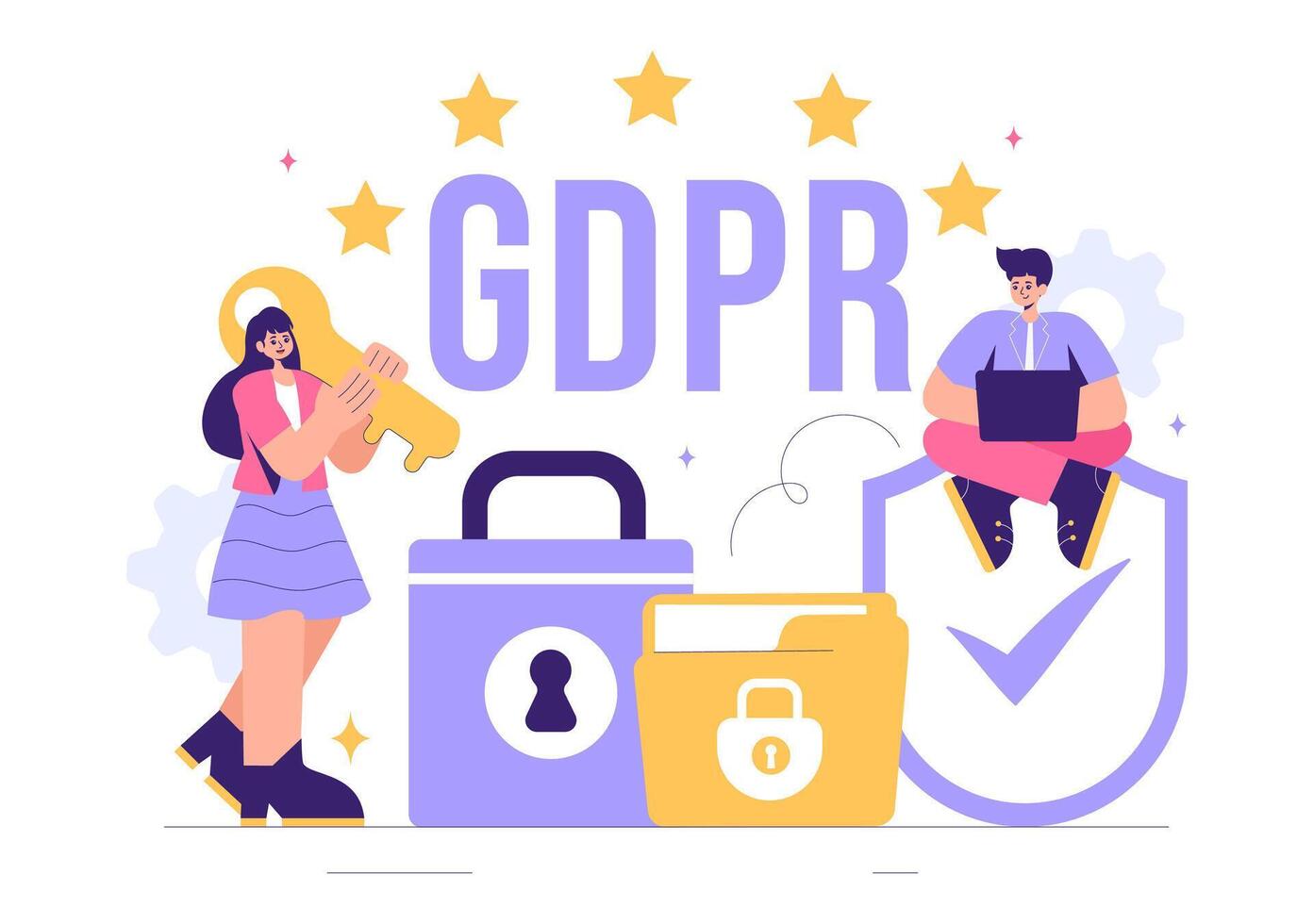 GDPR Privacy Policy Illustration with Secure Code and Access Verification vector