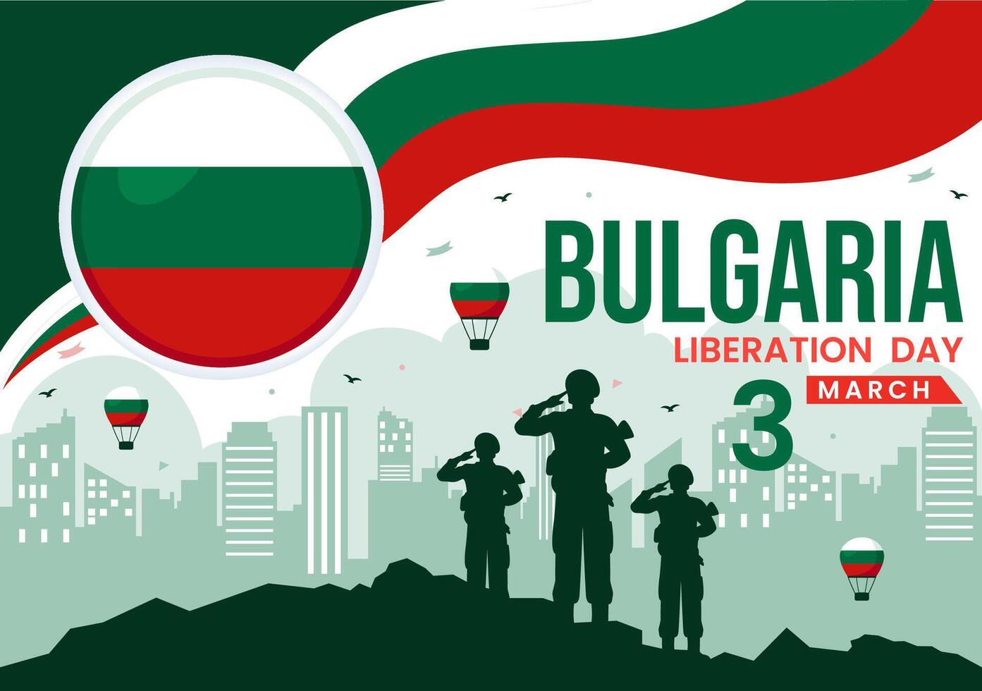 Bulgaria Liberation Day Illustration with Flag and Ribbon for March 3 National Holiday vector