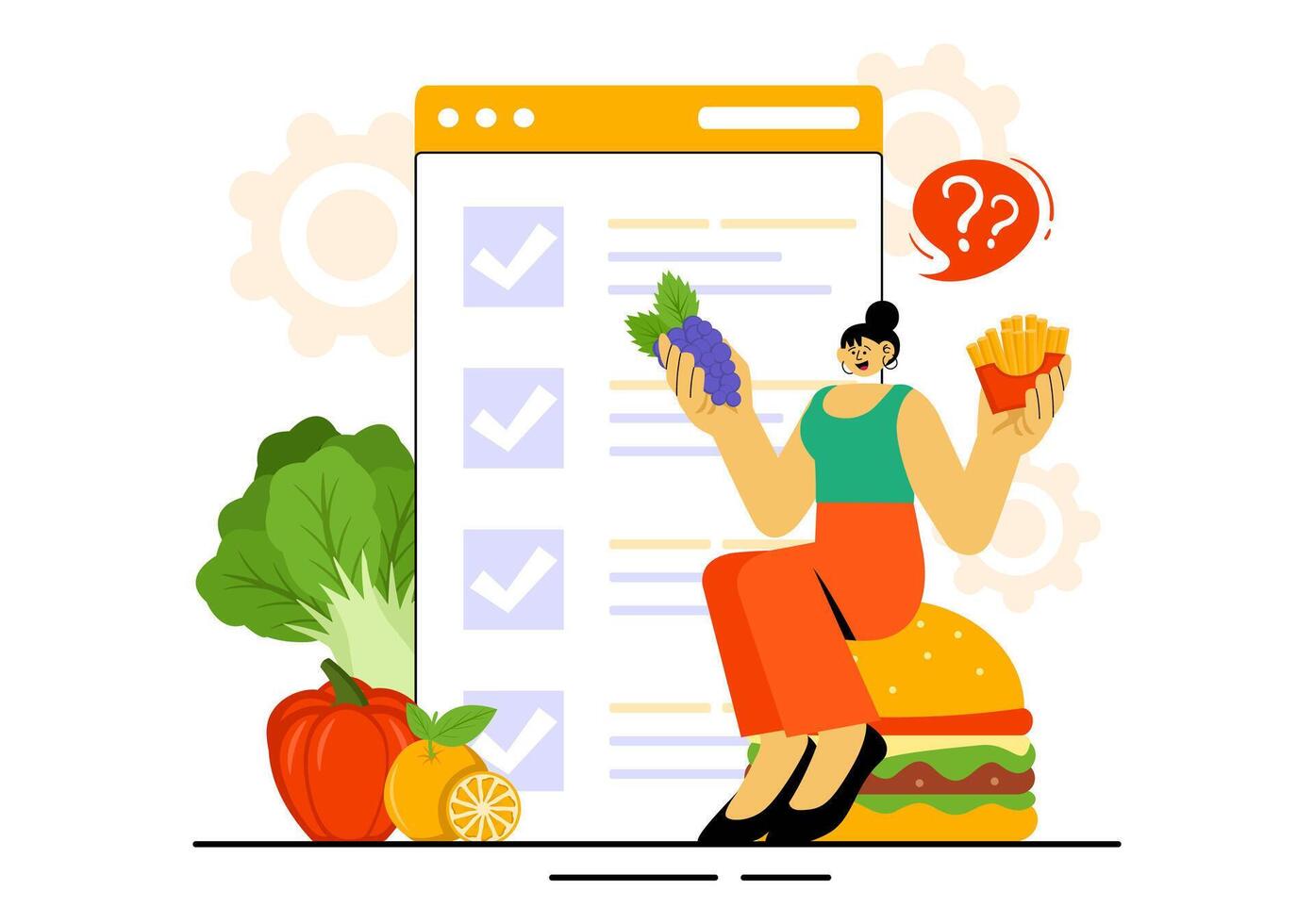 Fast Food and Healthy Meals Comparison Illustration for Lifestyle Awareness vector
