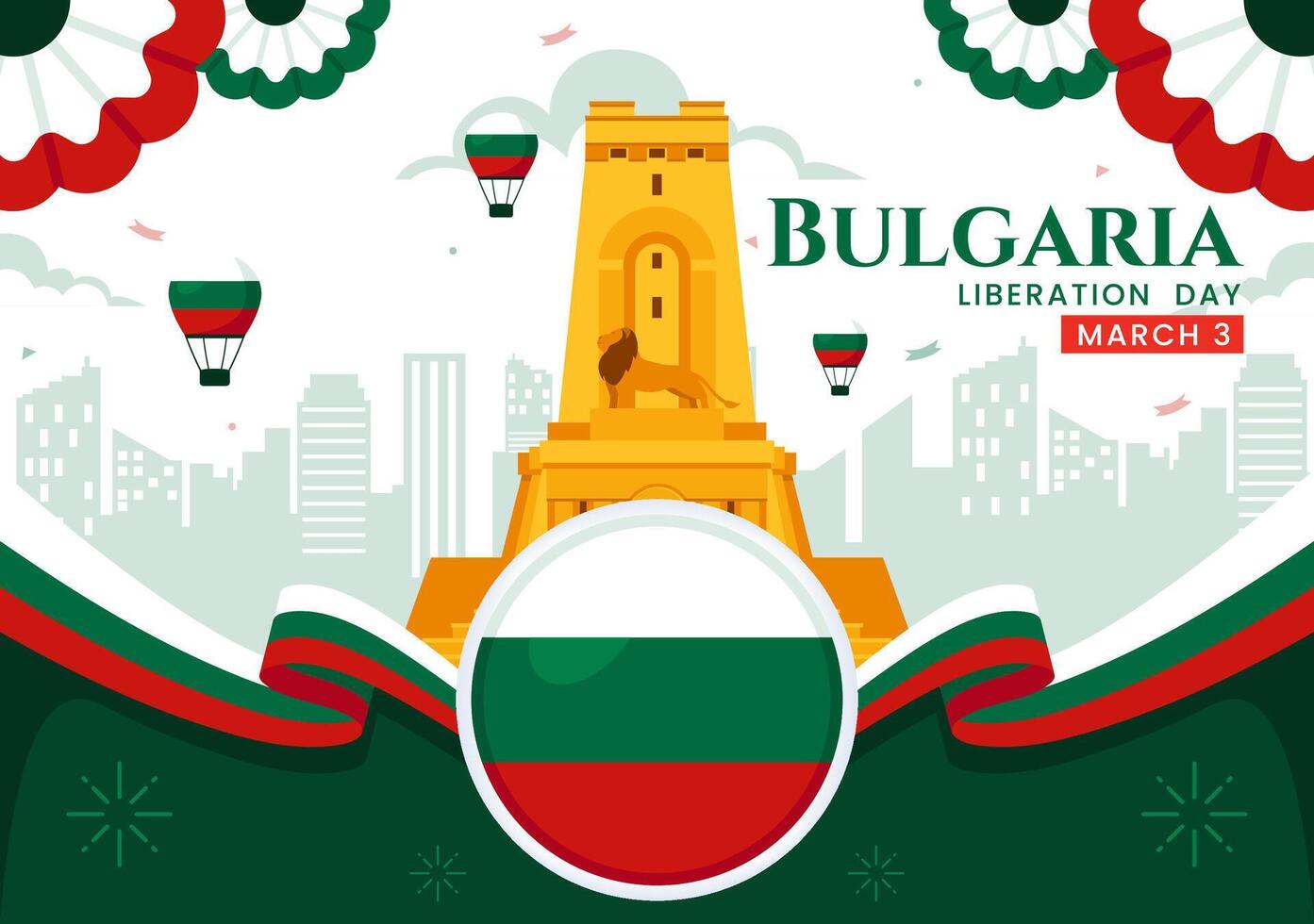 March 3 National Holiday Illustration for Bulgaria Liberation Day with Ribbon vector