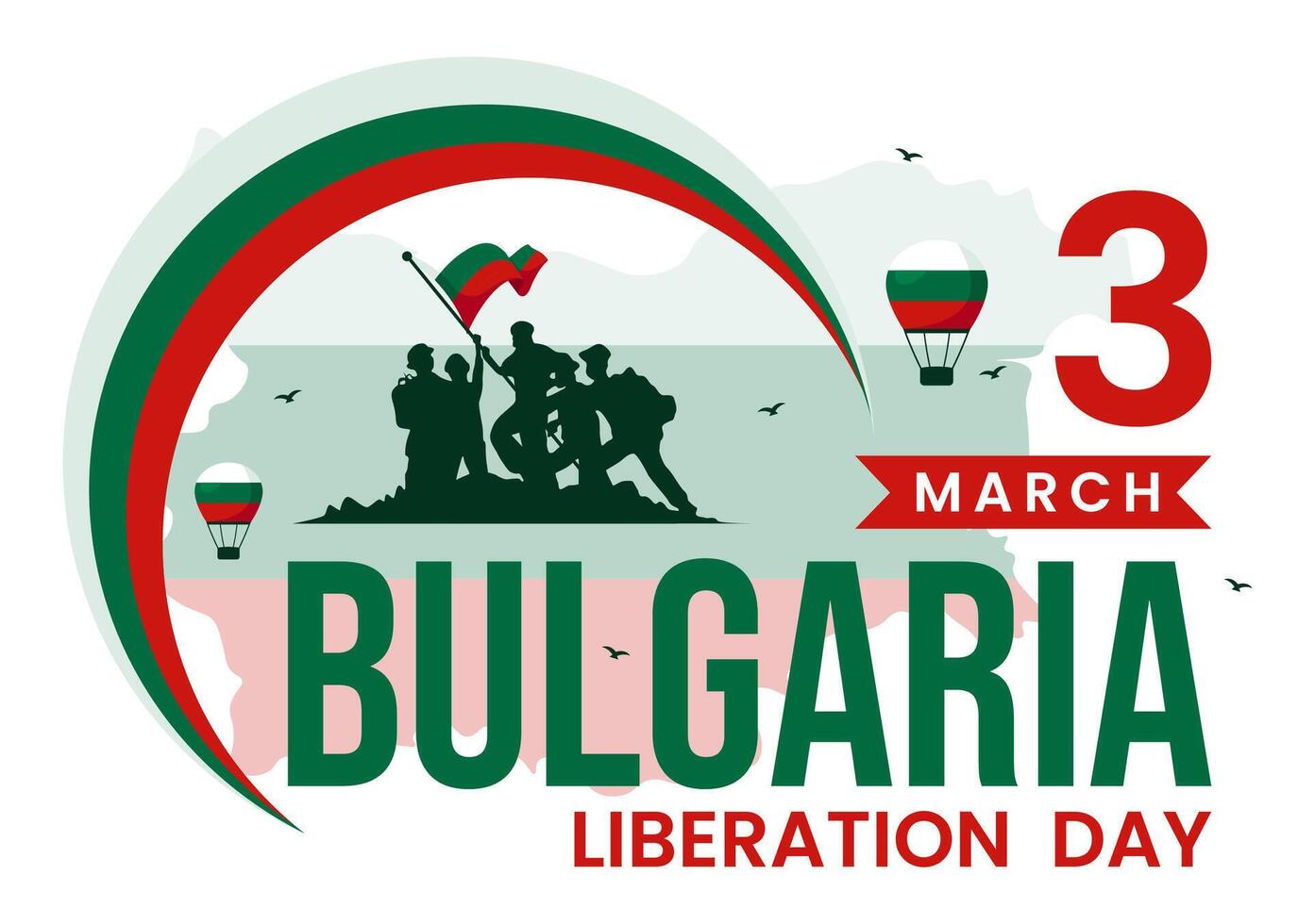 Bulgarian Flag and Ribbon for Liberation Day Celebration on March 3 vector