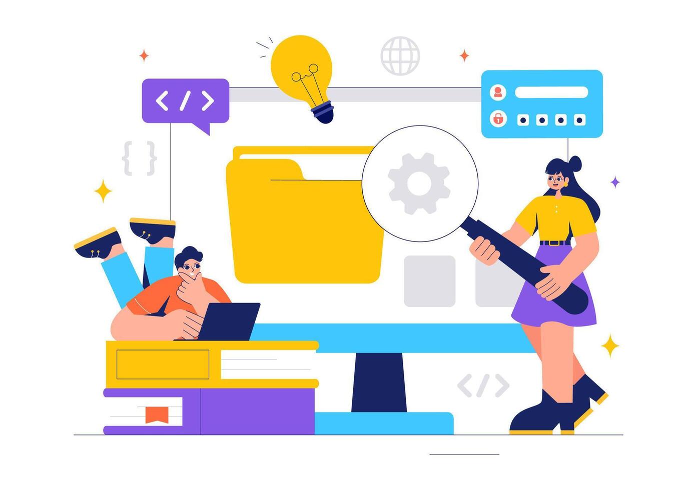 Digital Technology for Supply Chain Management and Logistics Software Illustration vector