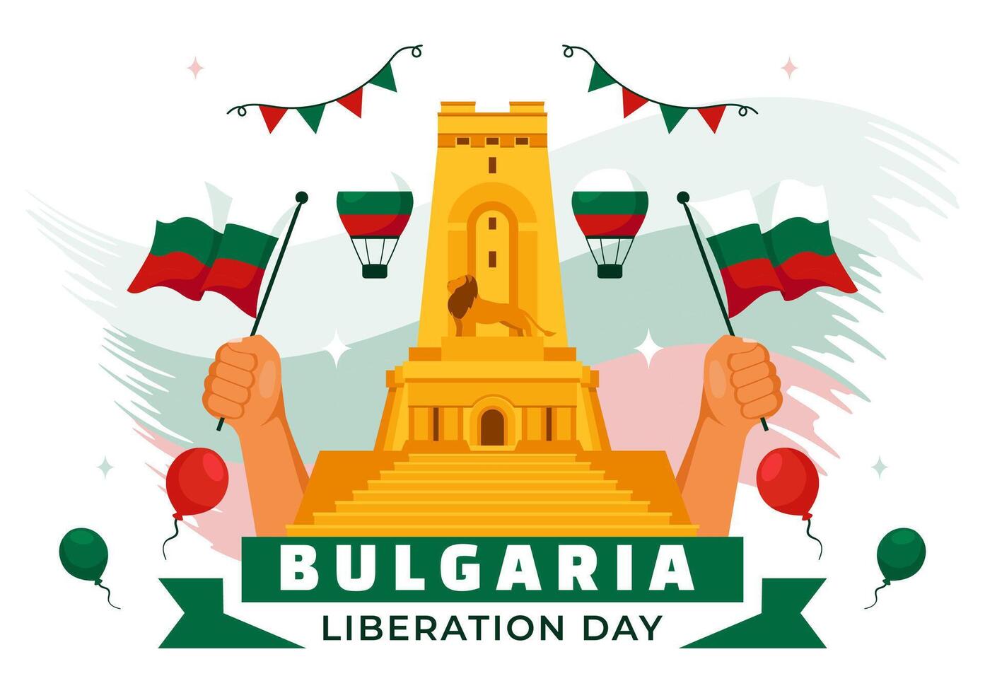 March 3 Bulgaria Liberation Day Celebration Design in Flat Style Cartoon Background vector