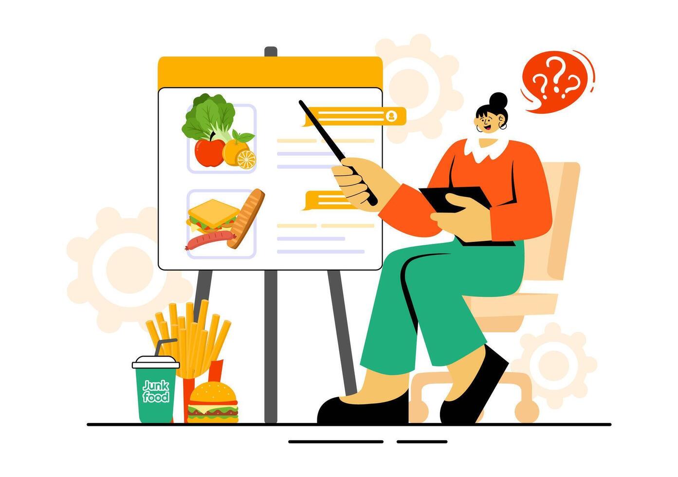 Healthy vs Junk Food Illustration Featuring Lifestyle and Dietary Choices vector