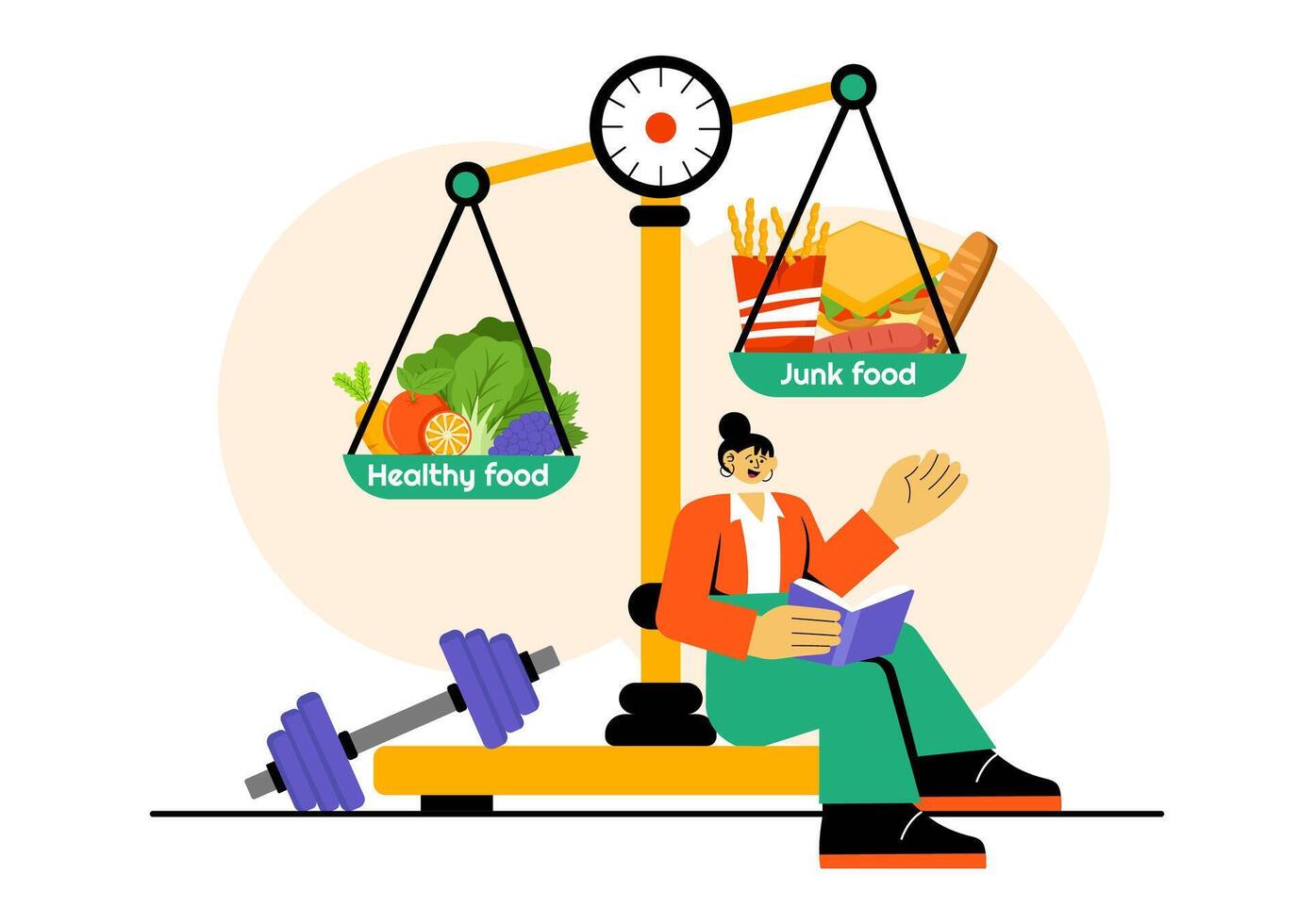 Choosing a Balanced Diet over Fast Food Illustration for a Healthy Lifestyle vector