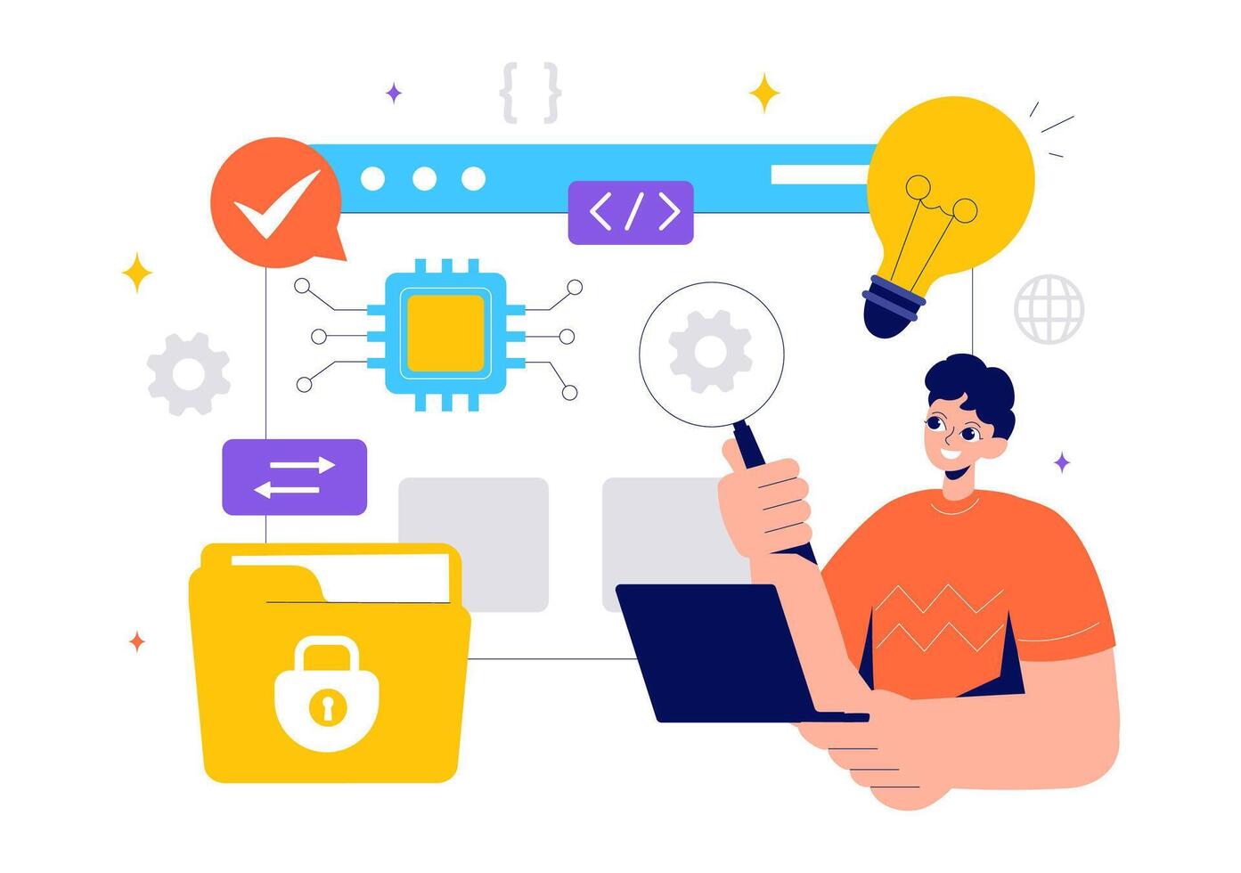 Informatics and Supply Chain Management Software Illustration in Digital Context vector