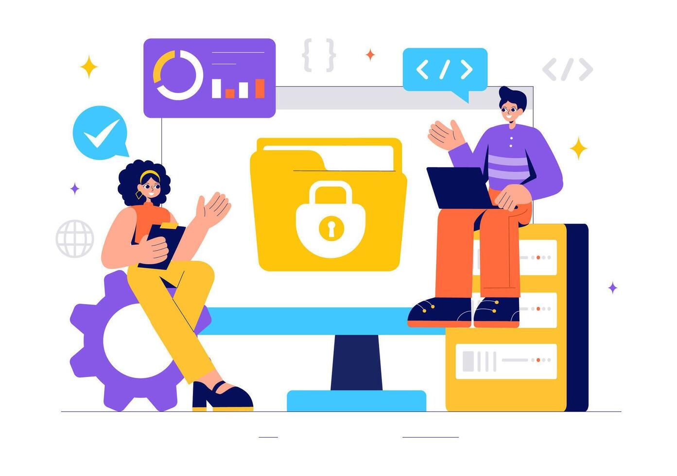 Supply Chain and Digital Logistics Management Illustration in a Tech-Inspired Background vector