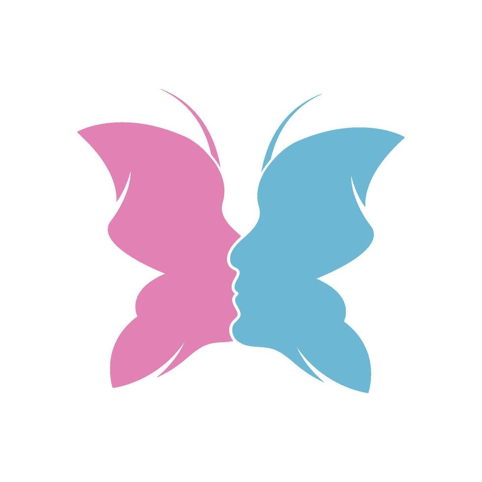 Abstract Butterfly Woman Face logo flat design vector