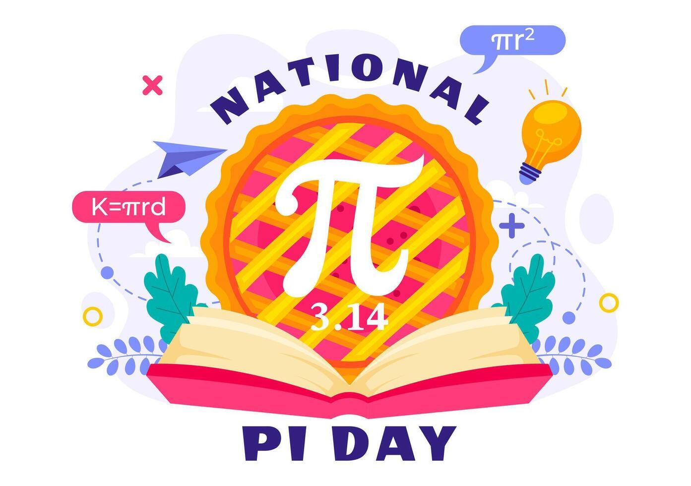 Happy Pi Day Illustration with Sweet Pie, Math Symbols, and Greek Letters in a Cartoon Background vector