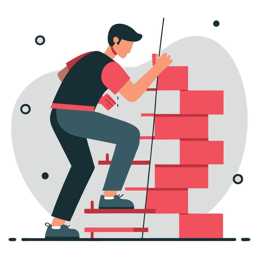 Illustrative Depiction of the Exhilarating Sport of Indoor Wall Climbing vector