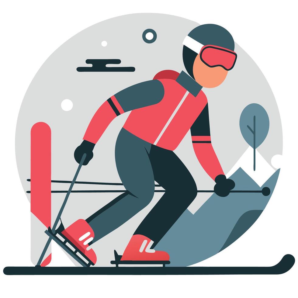 Illustrative Representation of Thrilling Winter Sports Activities with Snowboarding and Skiing vector