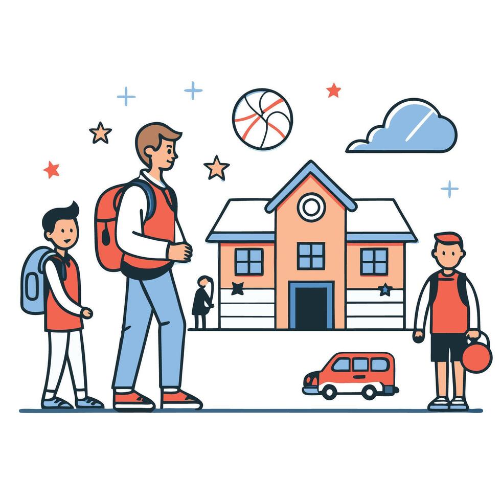 Joyful Children Returning to School with Enthusiasm and Excitement vector
