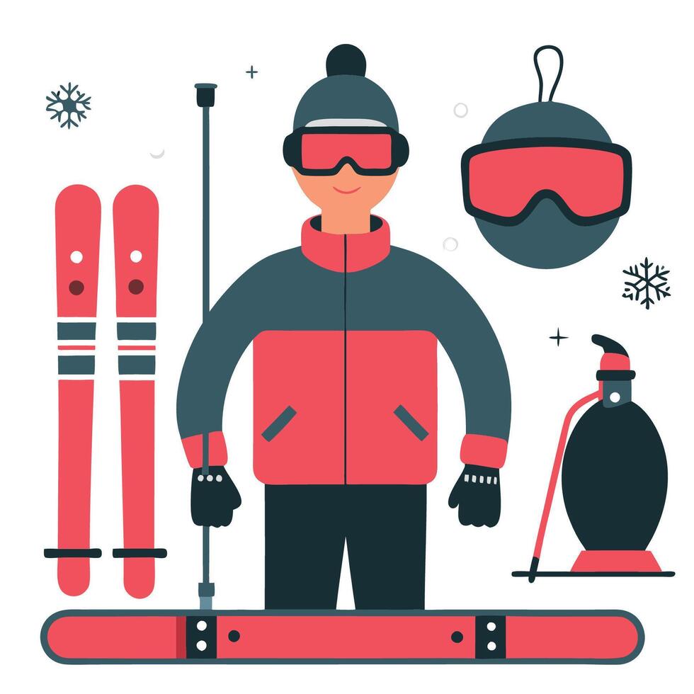 Captivating Winter Sports in an Illustrative Panorama vector