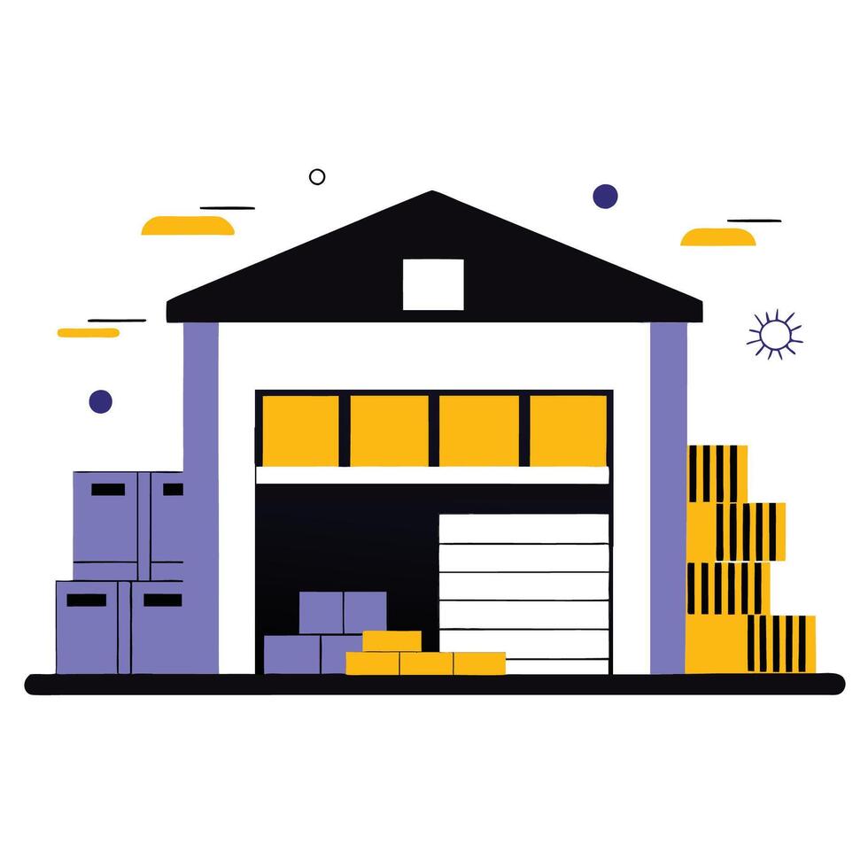 Illustrative Concept Depicting an Exterior of a Modern Warehouse Facility vector