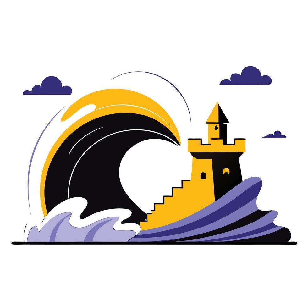 The Unstoppable Force of the Ocean Waves Crashing and Eroding Sand Dunes vector