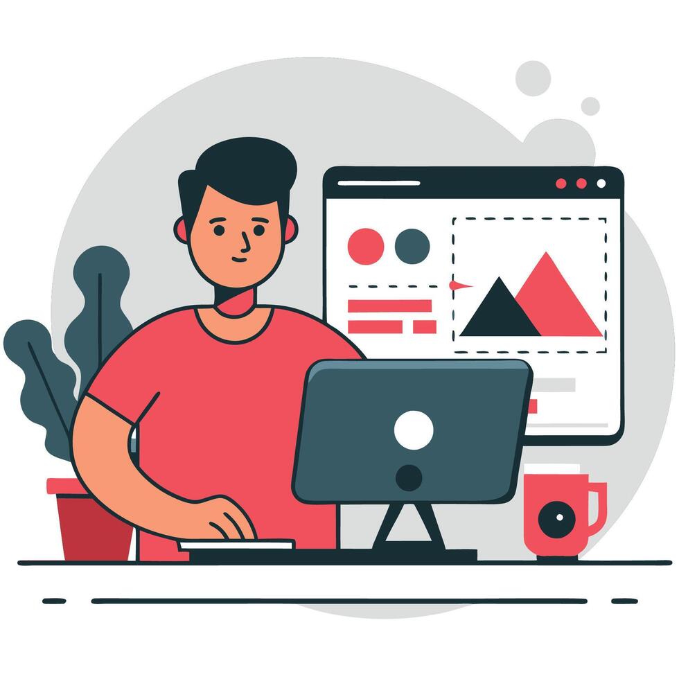 Concept Illustration of a Website Creator Simplifying Website Creation vector