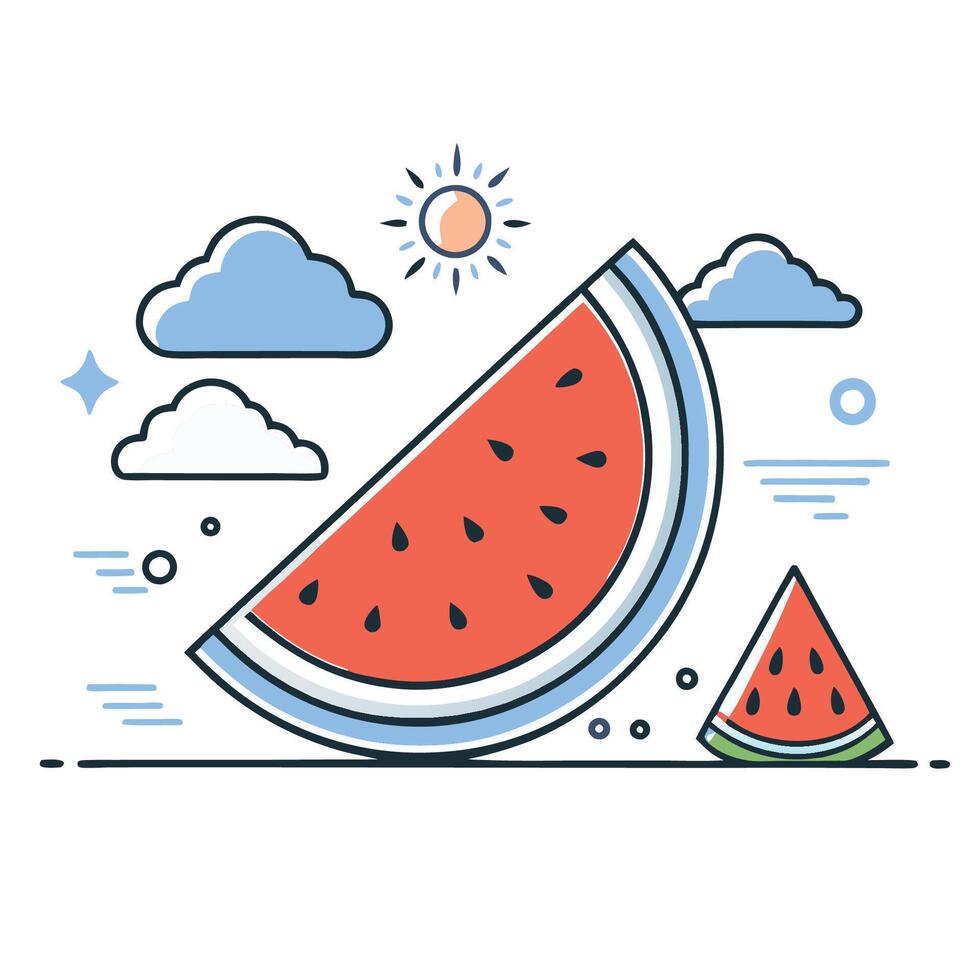 Mouthwatering Watermelon Slice Illustration with Refreshing Summer Concept vector