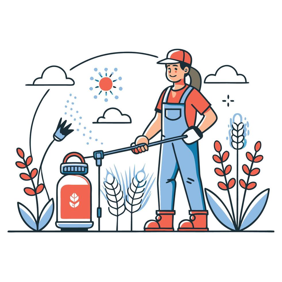 Conceptual Illustration of Innovative Weed Control Strategies for Sustainable Agriculture vector