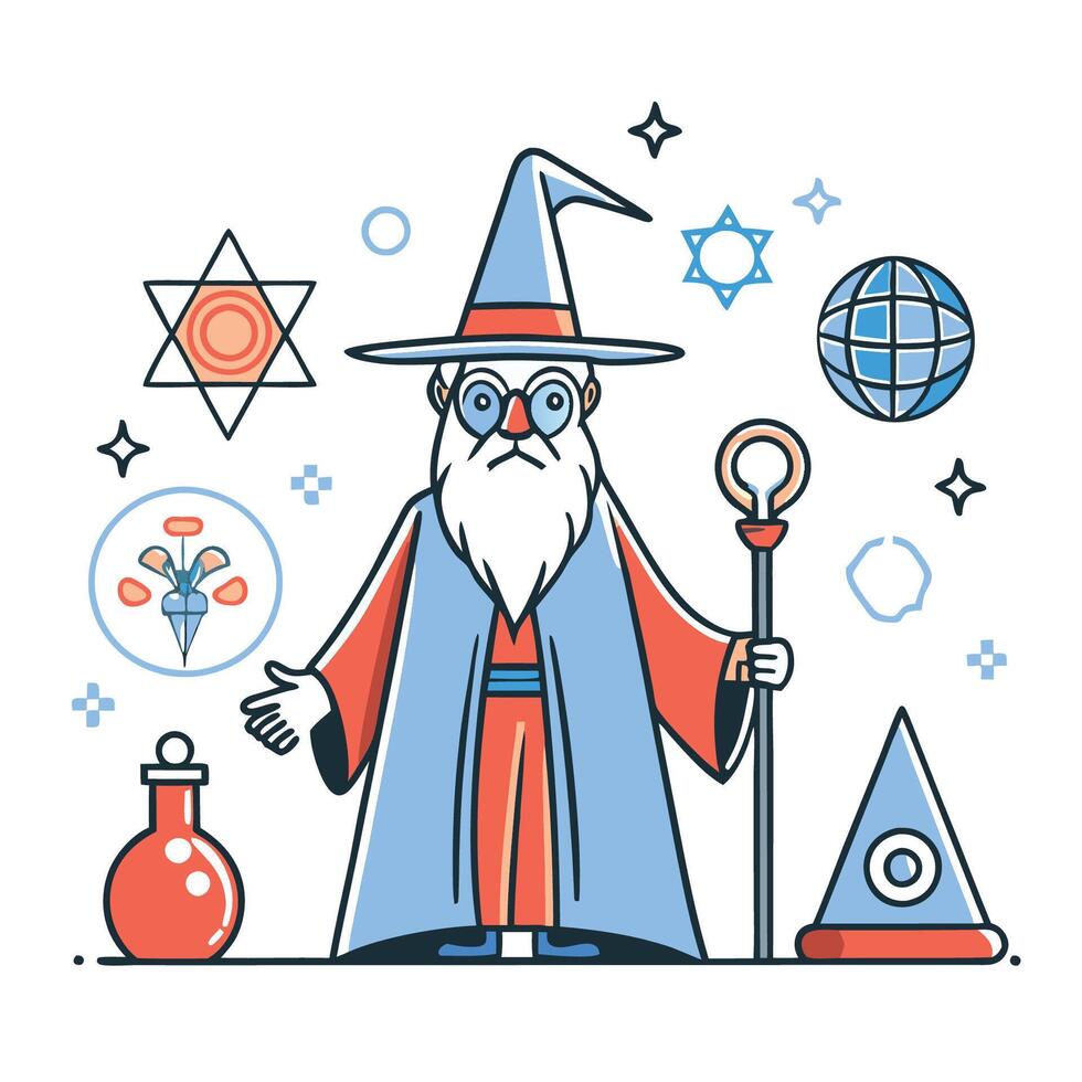 Enchanting Wizard s Concept Illustration with Magical Spheres vector
