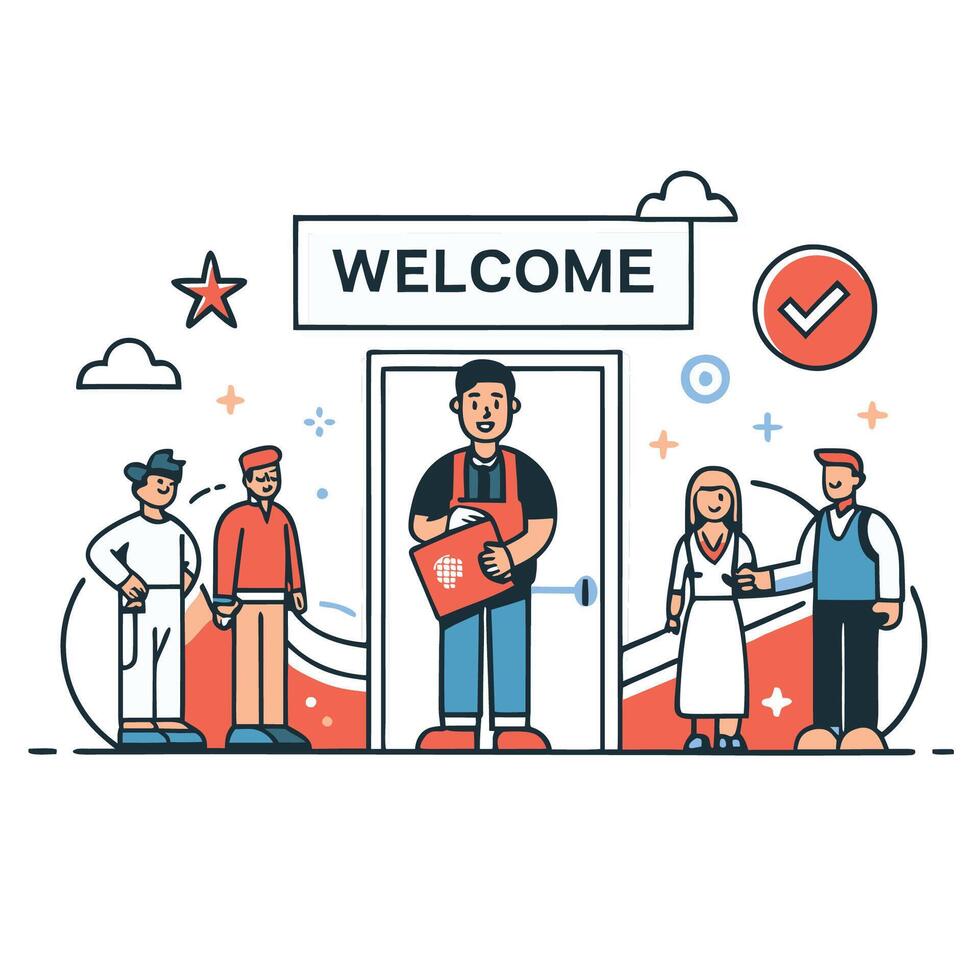 Welcoming Embrace of Abstract Warmth and Joyful Geometric Shapes vector