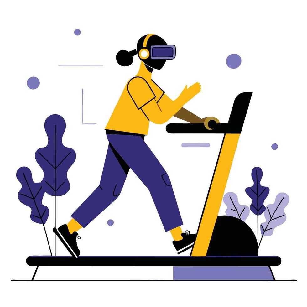 Immersive Virtual Reality Workout Experience for Fitness Enthusiasts vector