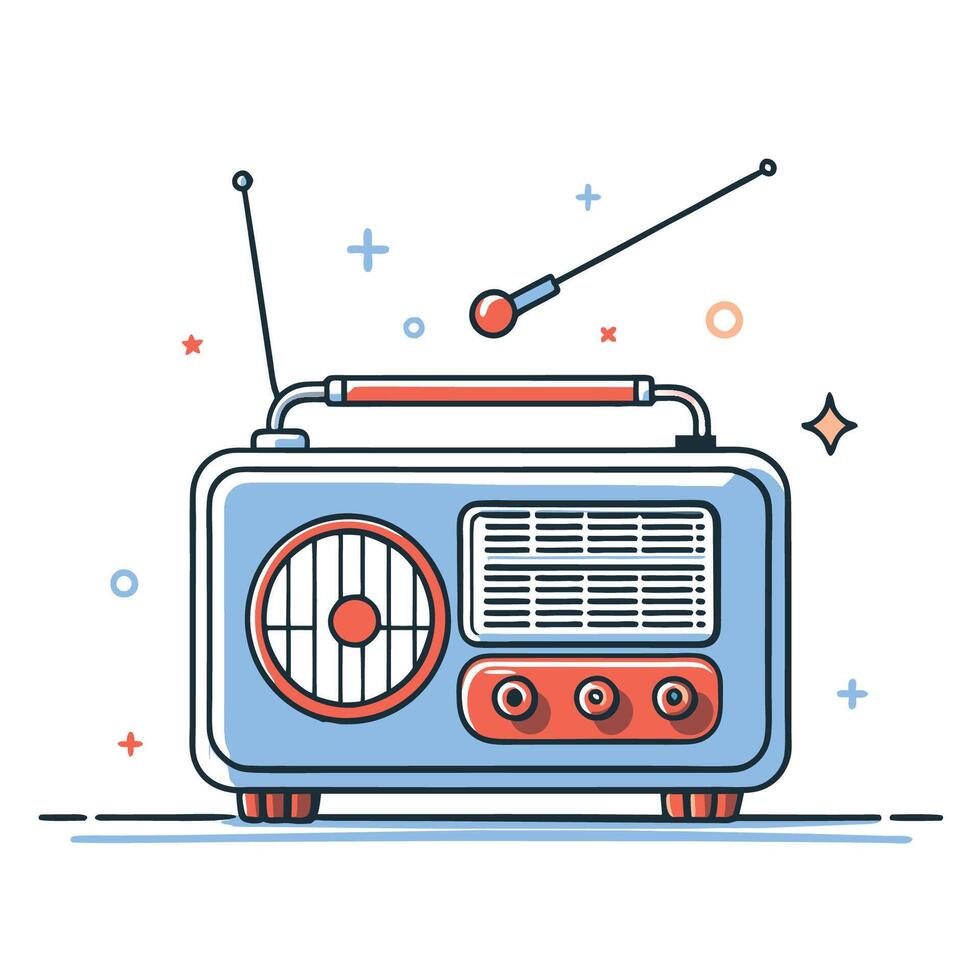 Retro-Themed Illustration of an Antique Radio with Nostalgic Charm vector