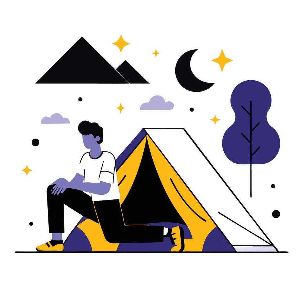 Wake Up in the Heart of Nature Camping Under the Open Sky vector