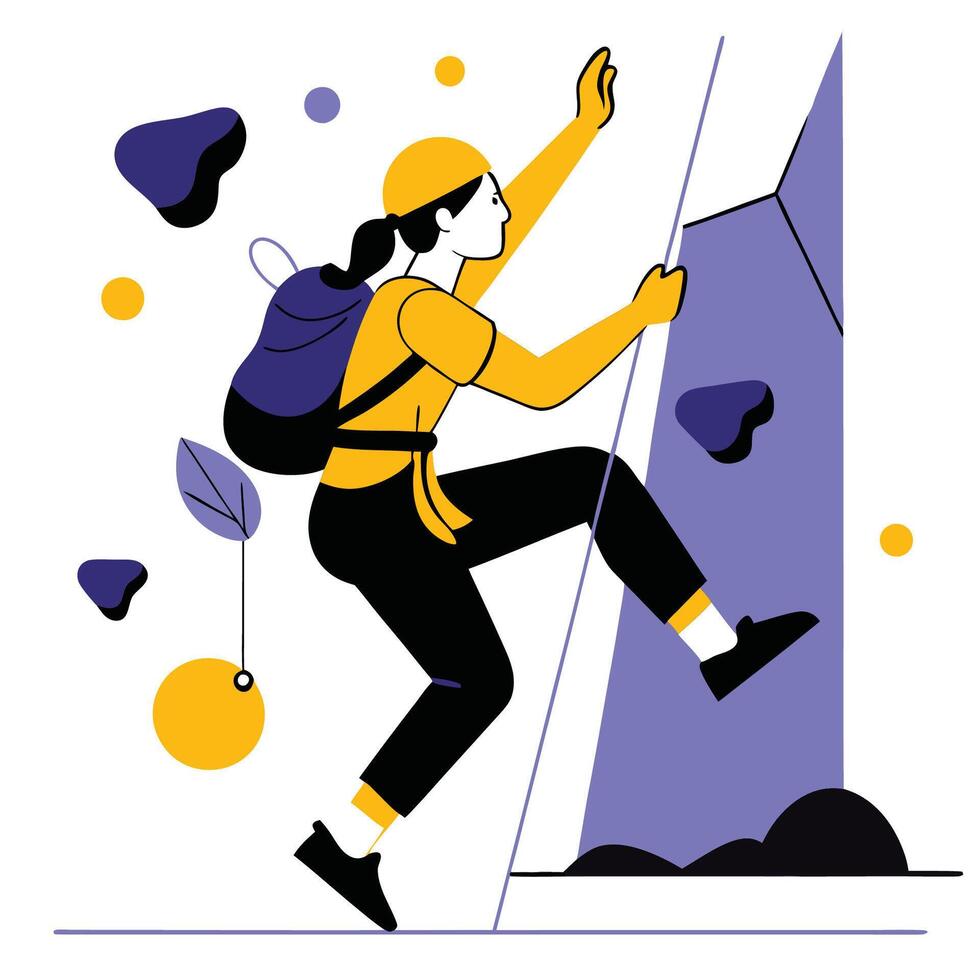 Illustrative Representation of Indoor Wall Climbing Activity for Fitness and Adventure vector
