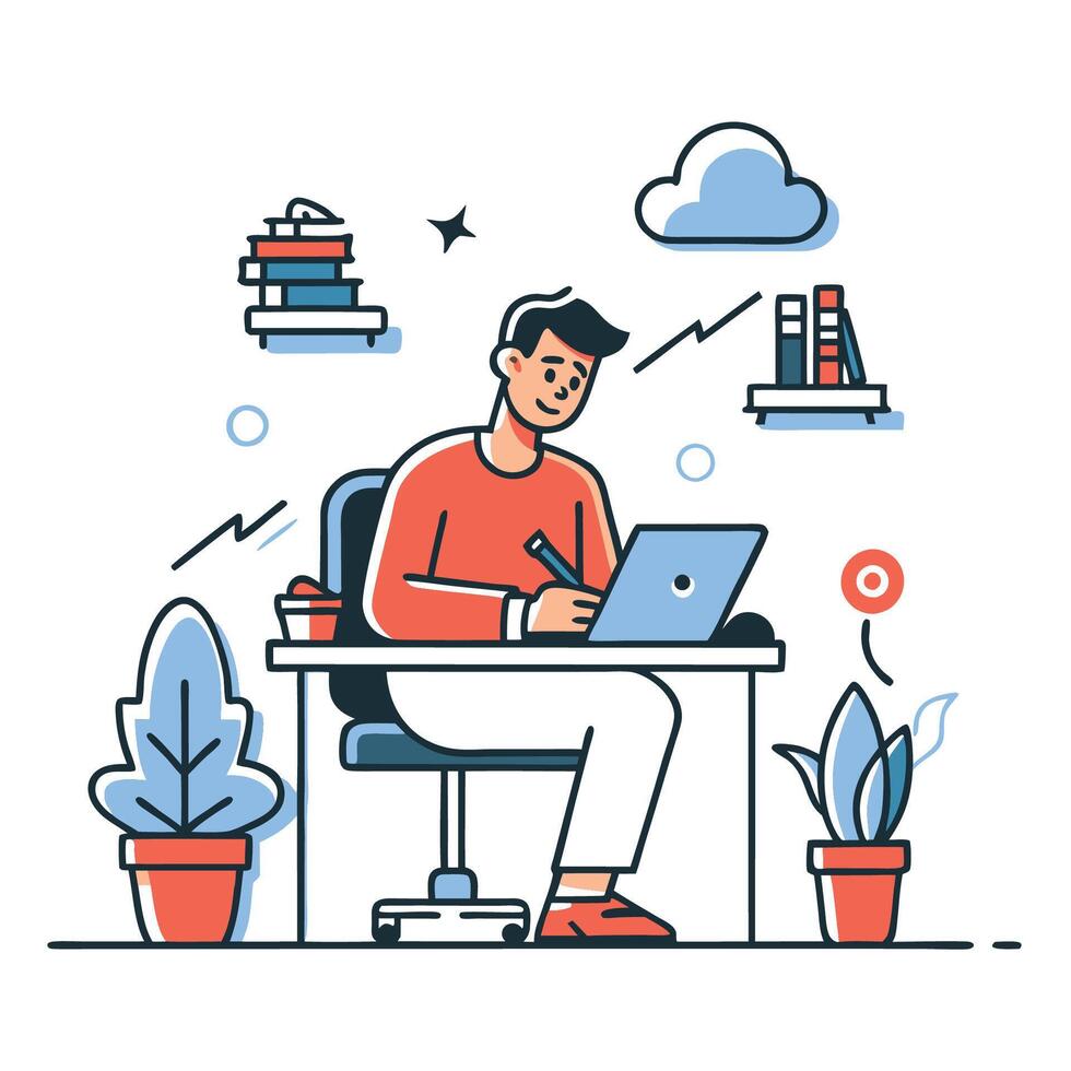 Illustrator s Depiction of the Creative Struggle of Writer s Block vector