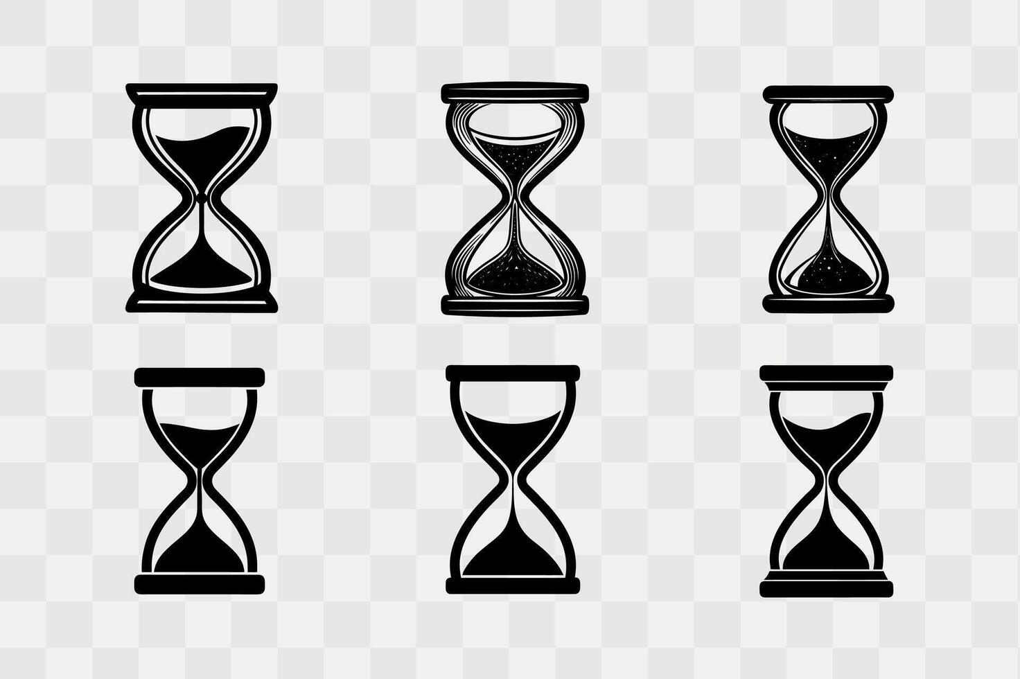 Hourglass silhouette icon set vector