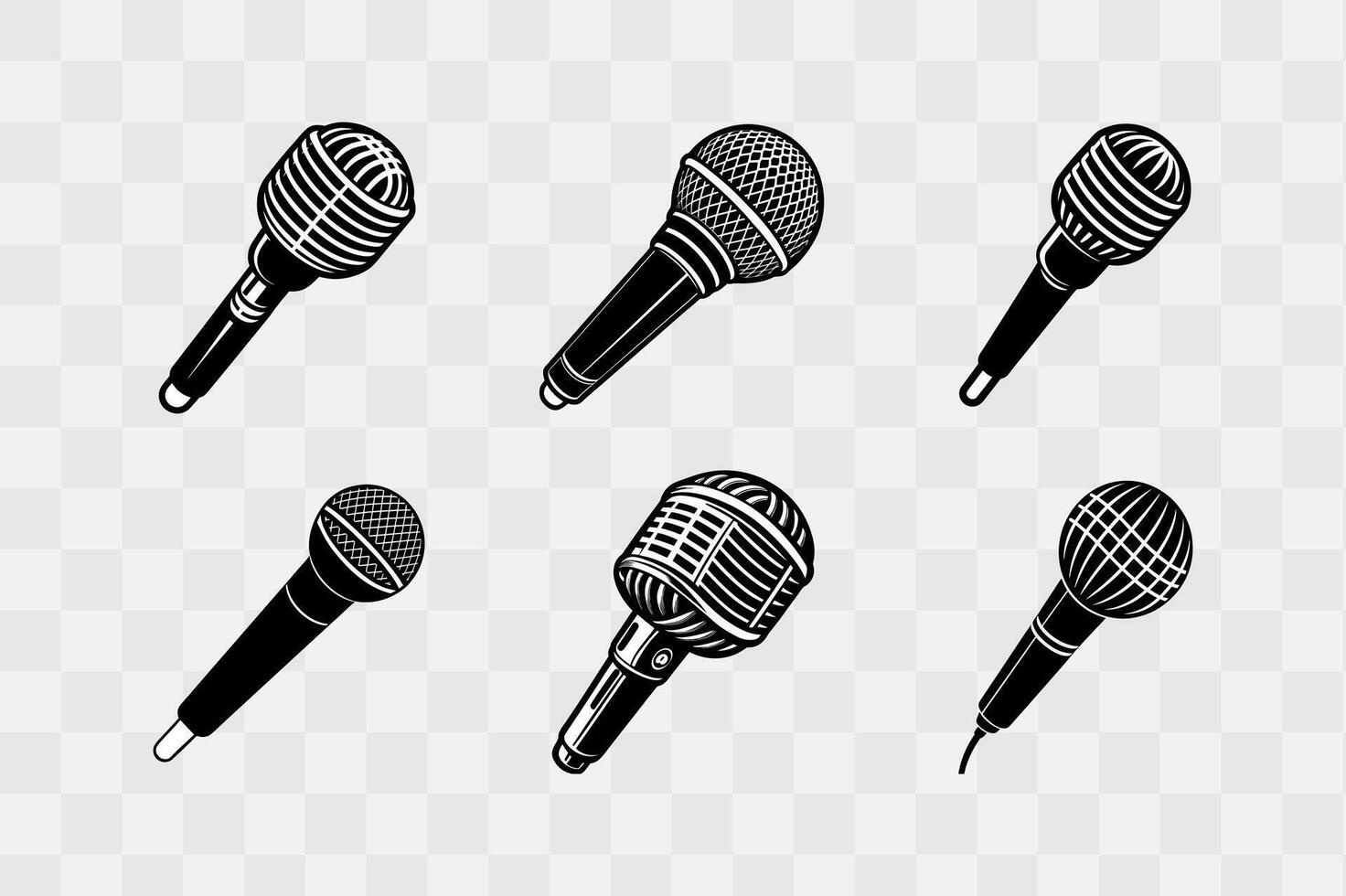 Microphone silhouette icon set vector