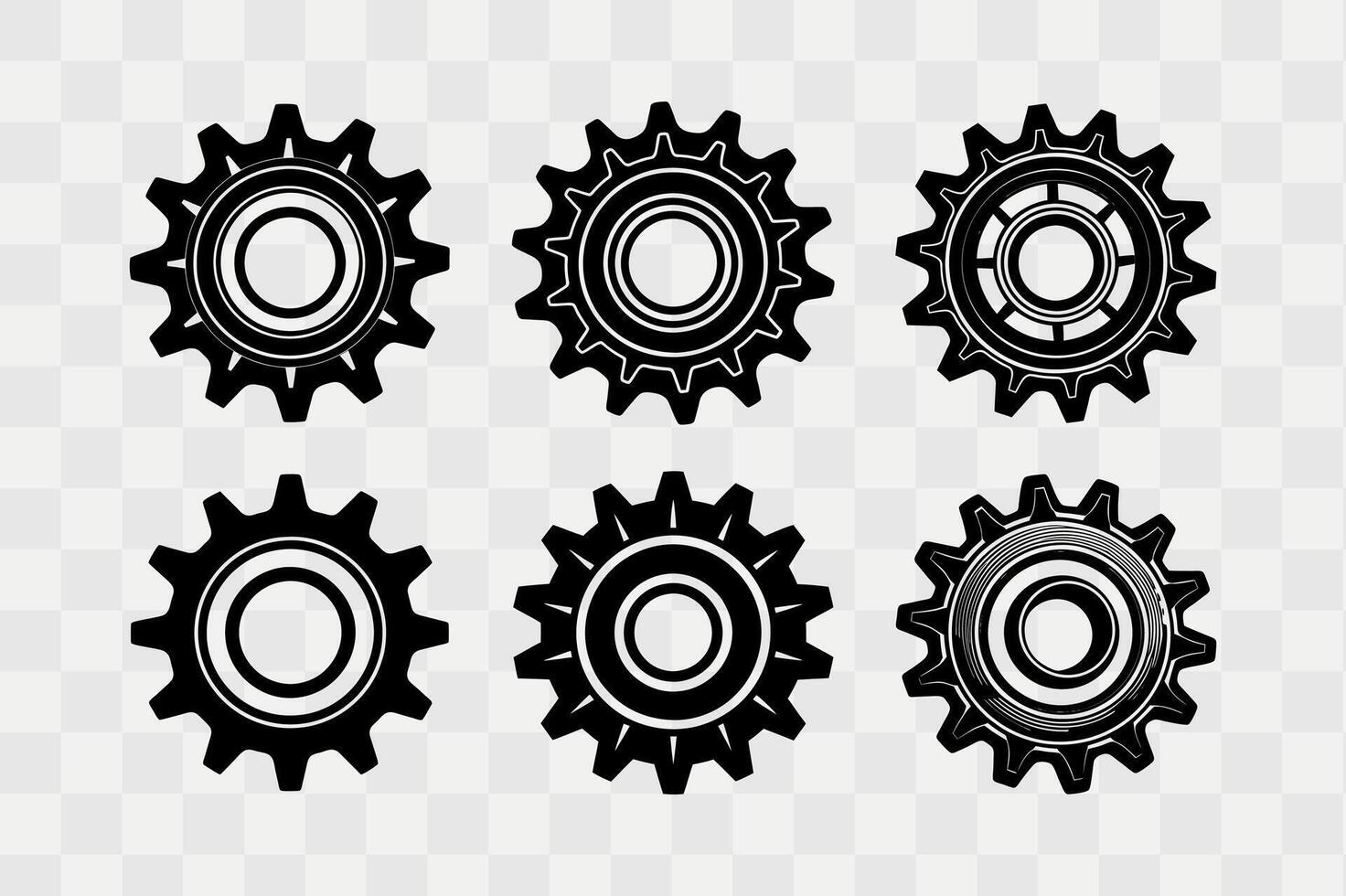 Gears silhouette icon set vector