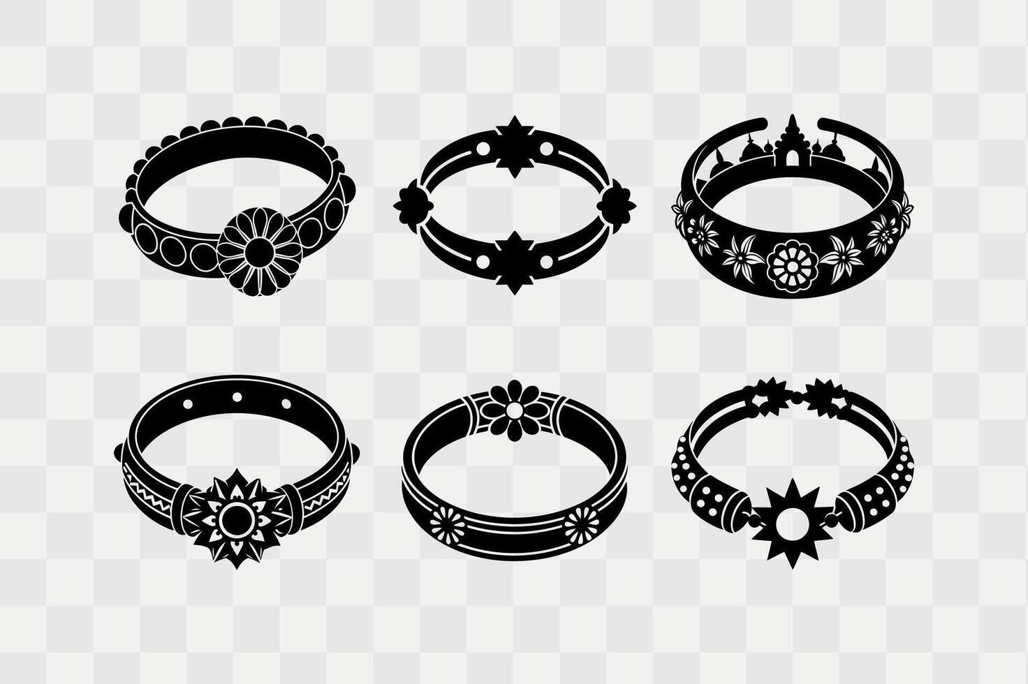 Bracelets silhouette icon set vector