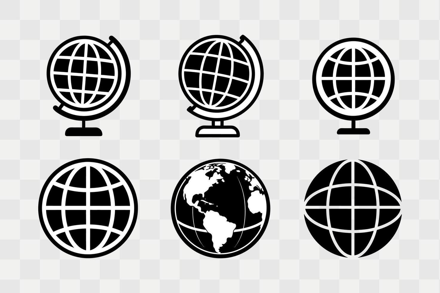 Globe silhouette icon set vector
