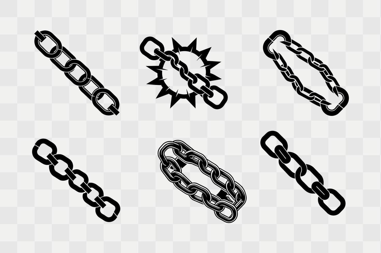 Breaking chain silhouette icon set vector