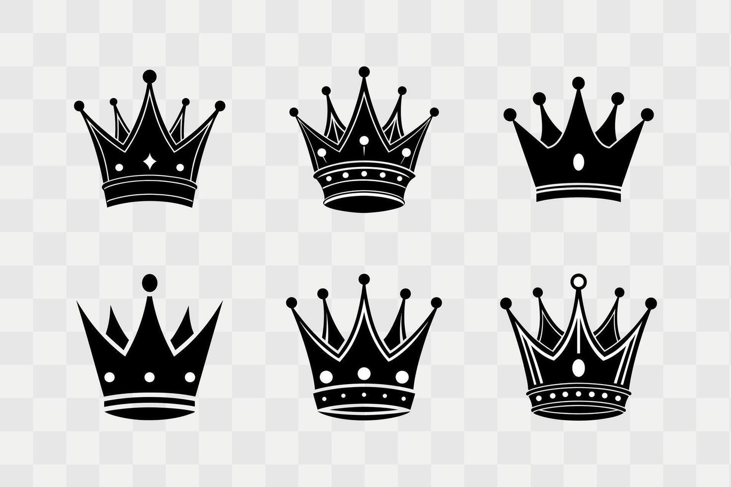 Crown silhouette icon set vector