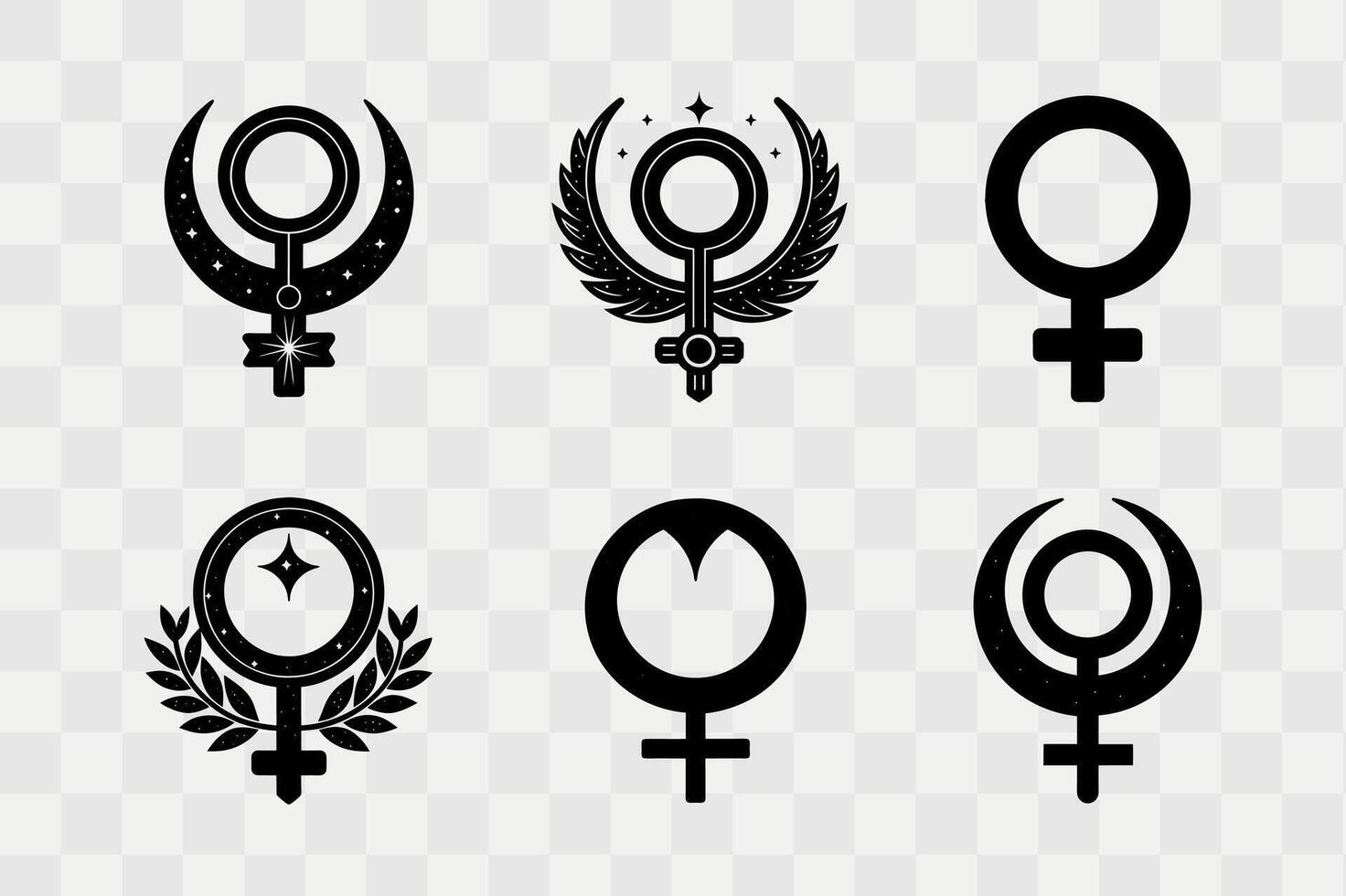 Venush silhouette icon set vector