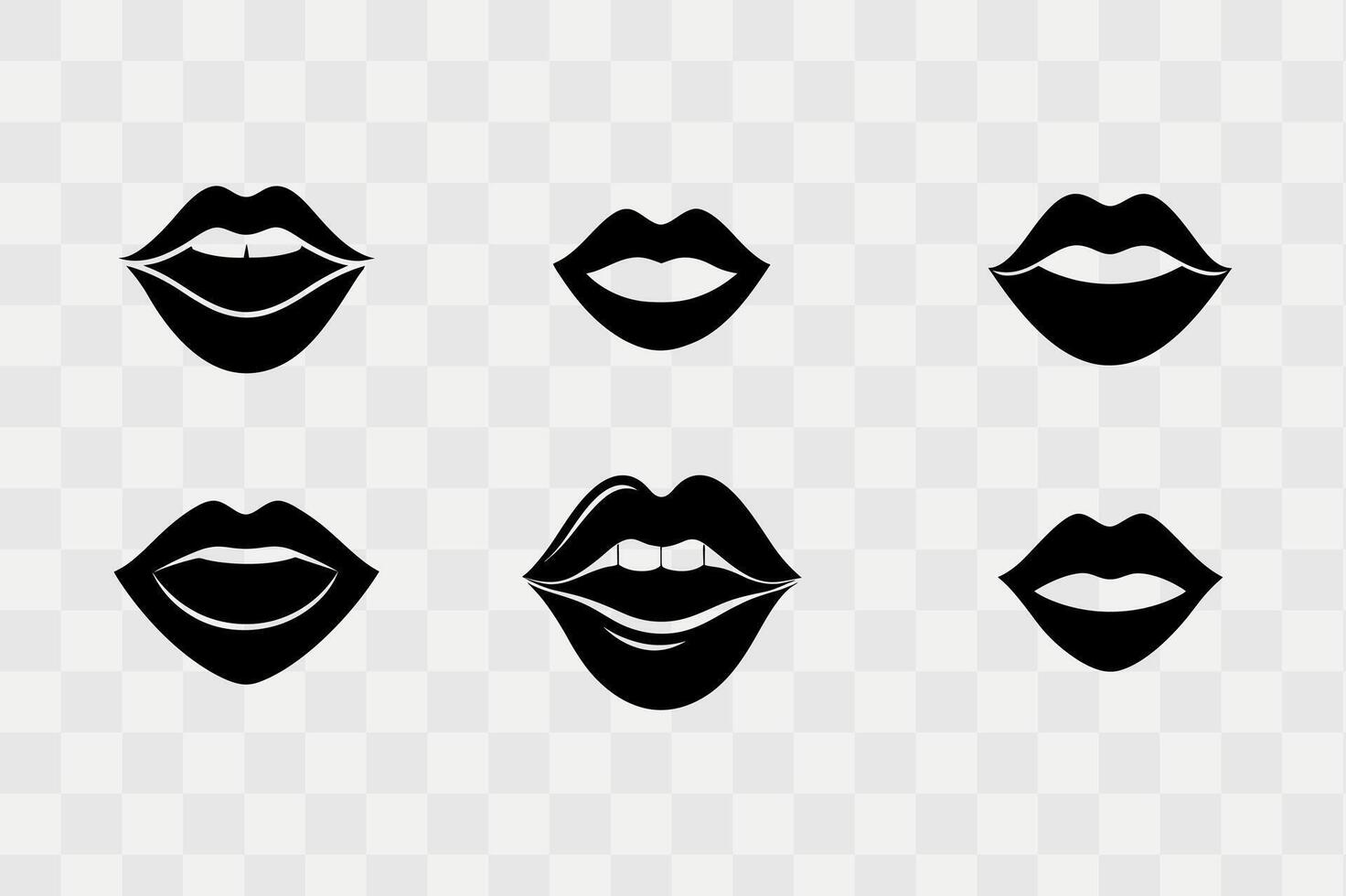 Lip silhouette icon set vector