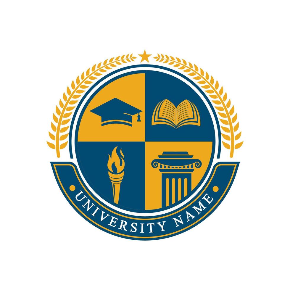 University college school badge logo design Template vector