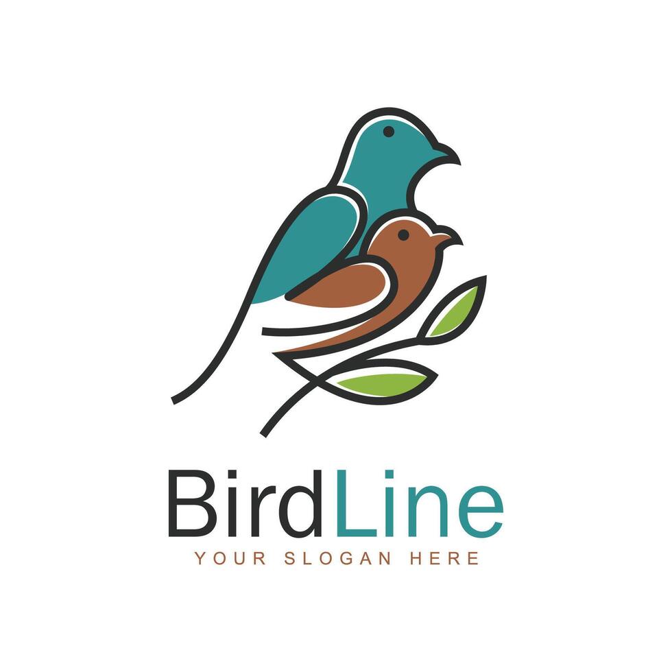 Sparrow or finch in continuous line art Style Logo design, minimal bird line logo icon illustration isolated on white background vector