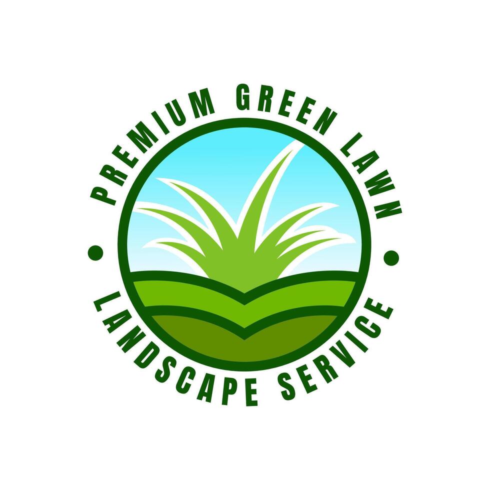 Green Lawn logo design template vector