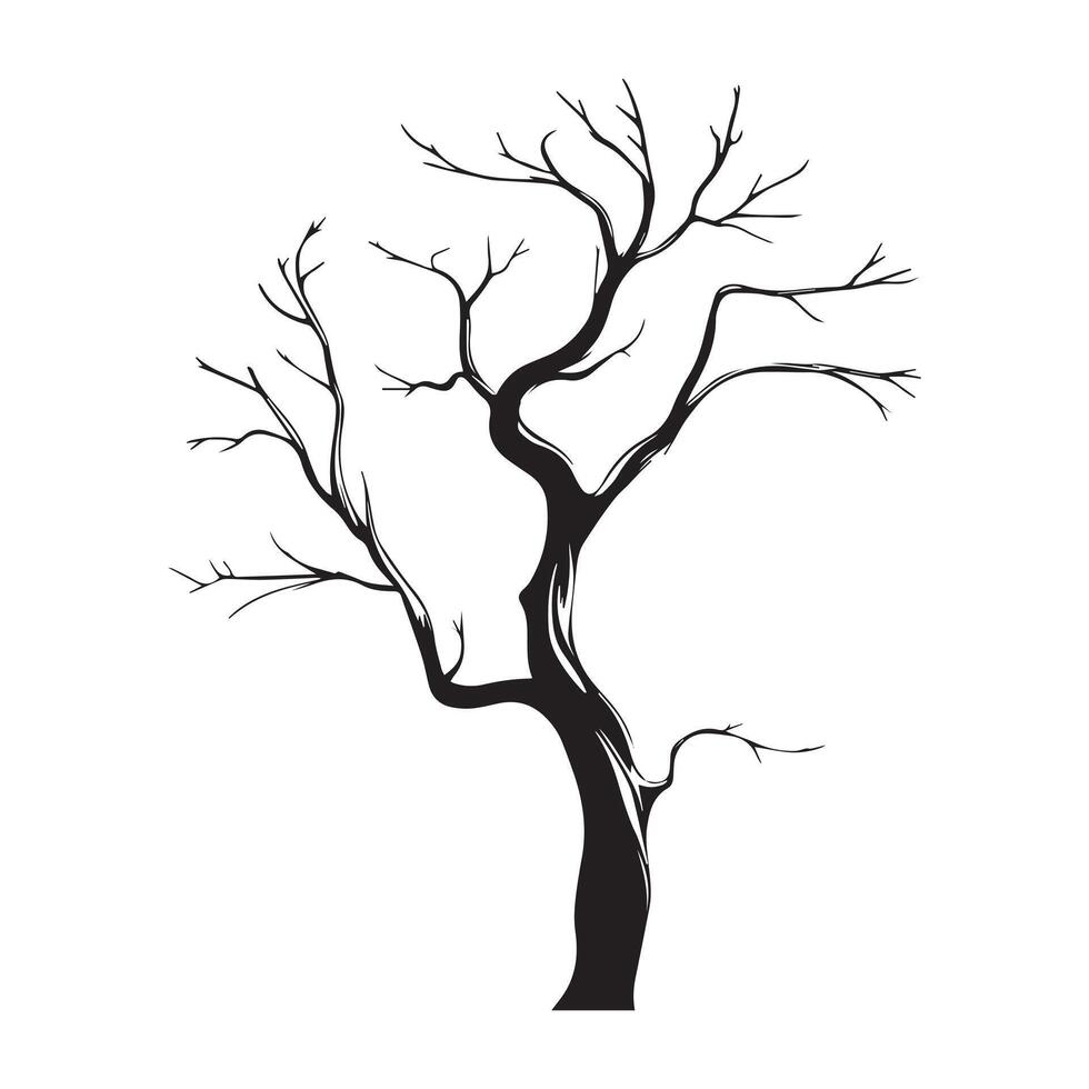 Minimalist No Leaves Tree Silhouette Design vector