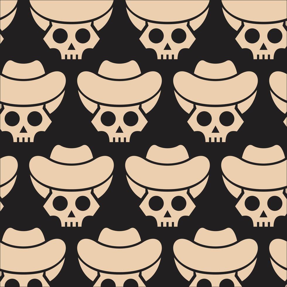 cowboy skull pattern background illustration design template vector