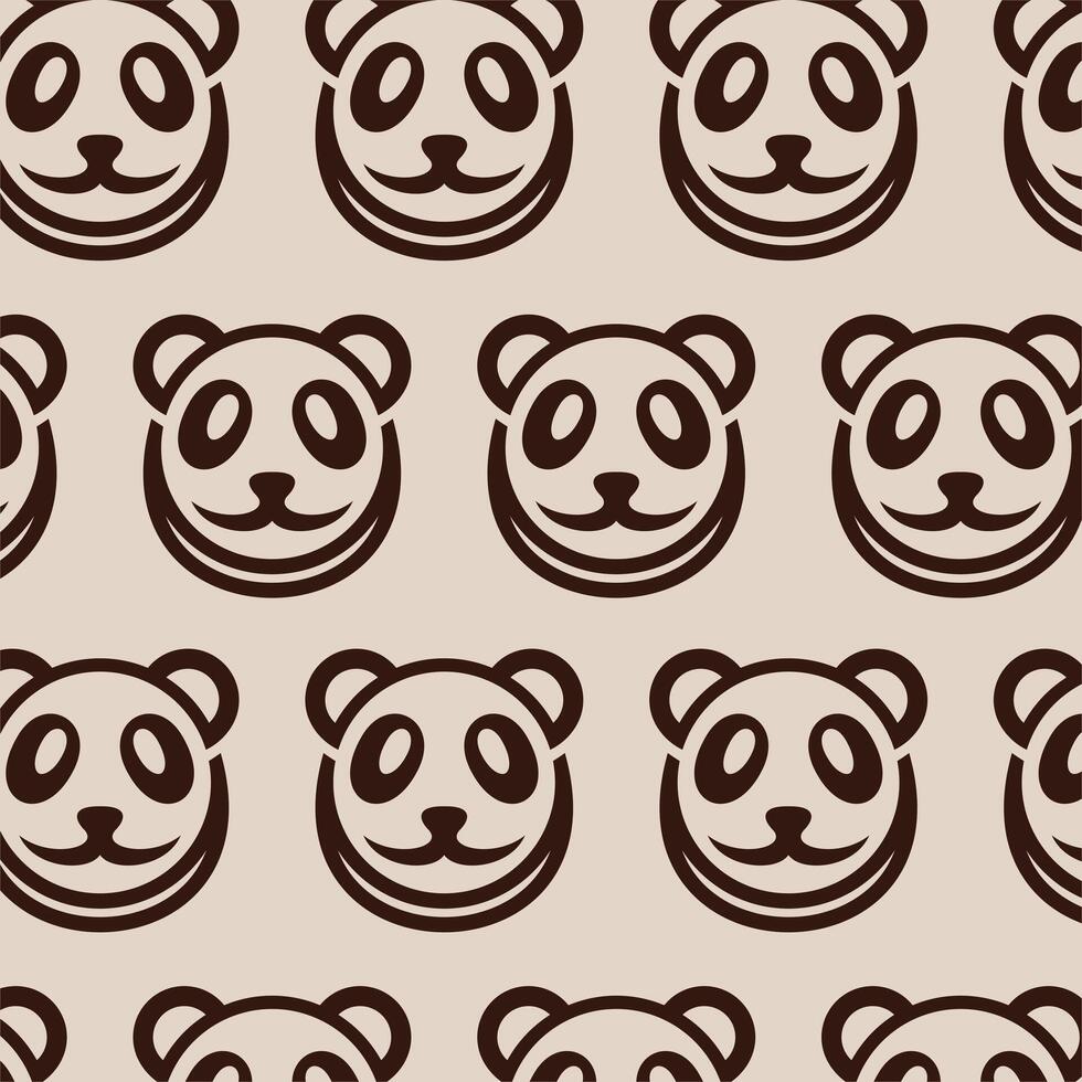 Panda Head Animal pattern background illustration design template vector