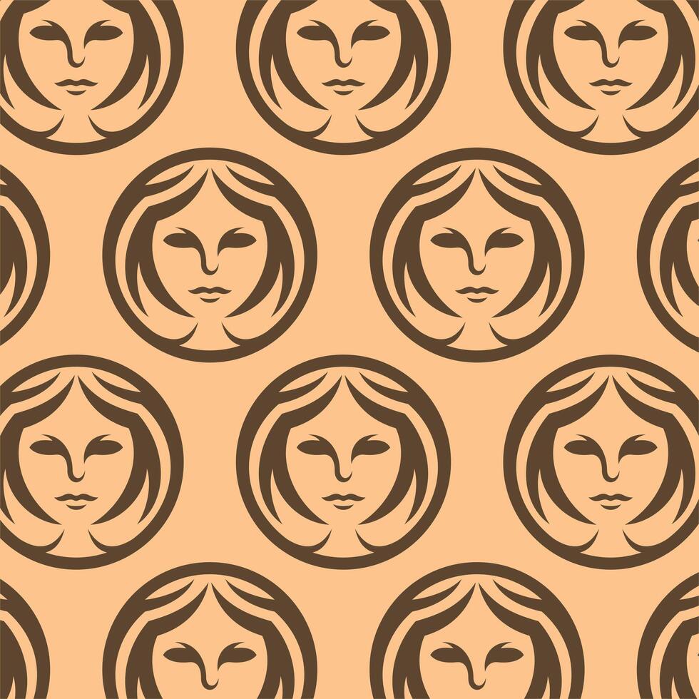 Woman face circle pattern background illustration design template vector