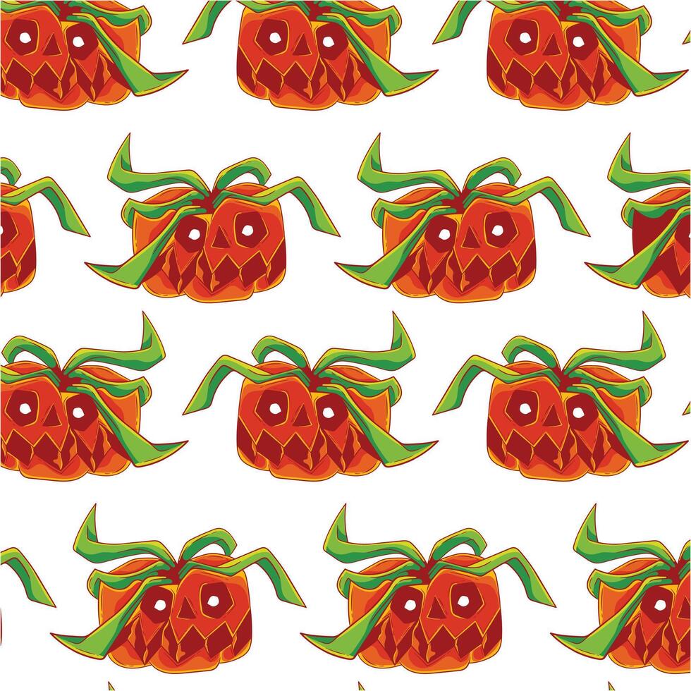Scary Pumpkin head pattern background design template vector