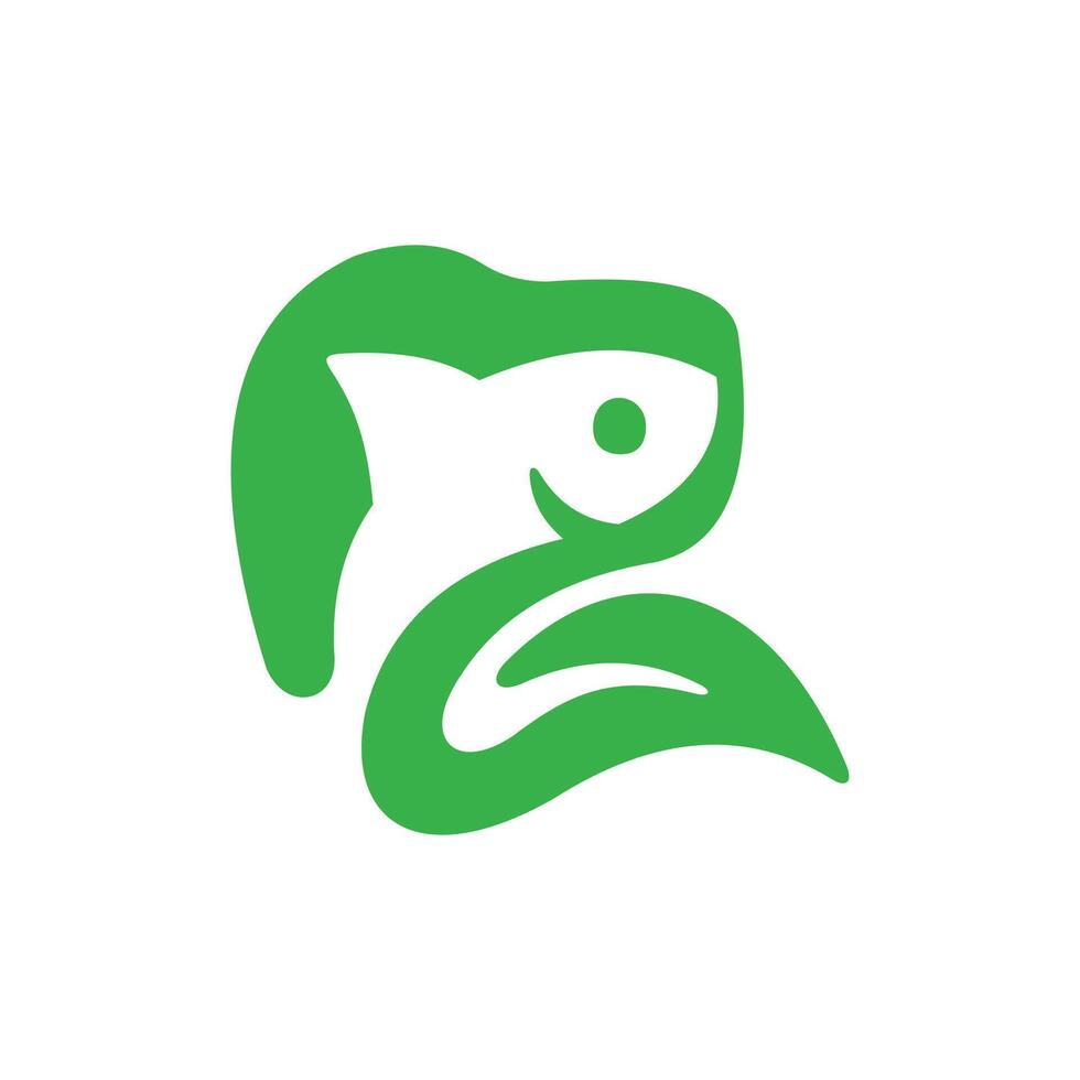 Fish Leaf animal nature simple logo creative design template vector